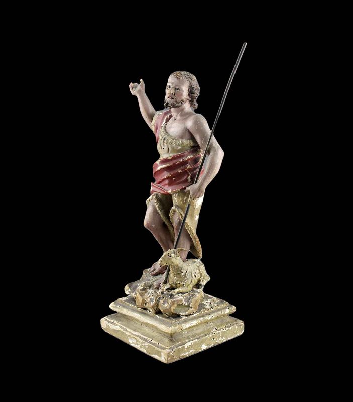 16th. century German Wooden figure of John the Babtist w lamb