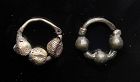 Pair of heavy silver / bronze temple rings, Viking period, 800-1000 AD