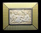 Heavy enamel sterling silver box w c. 1700 AD carving of puttis!