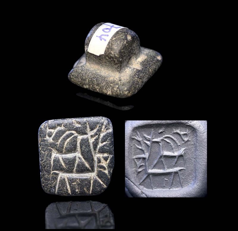 Rare stone stamp seal w handle, Anatolia / Levant, c. 4th. mill. BC
