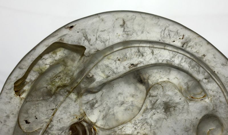 Rare massive Chinese Bi Disc in Peking Glass imitating Rock-crystal!