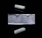 Interesting ancient bronze cylinder seal, Mesopotamia, 2nd. mill. BC