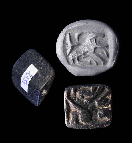 Fine high relief serpentine gable stamp seal, Anatolia 4th. mill. BC