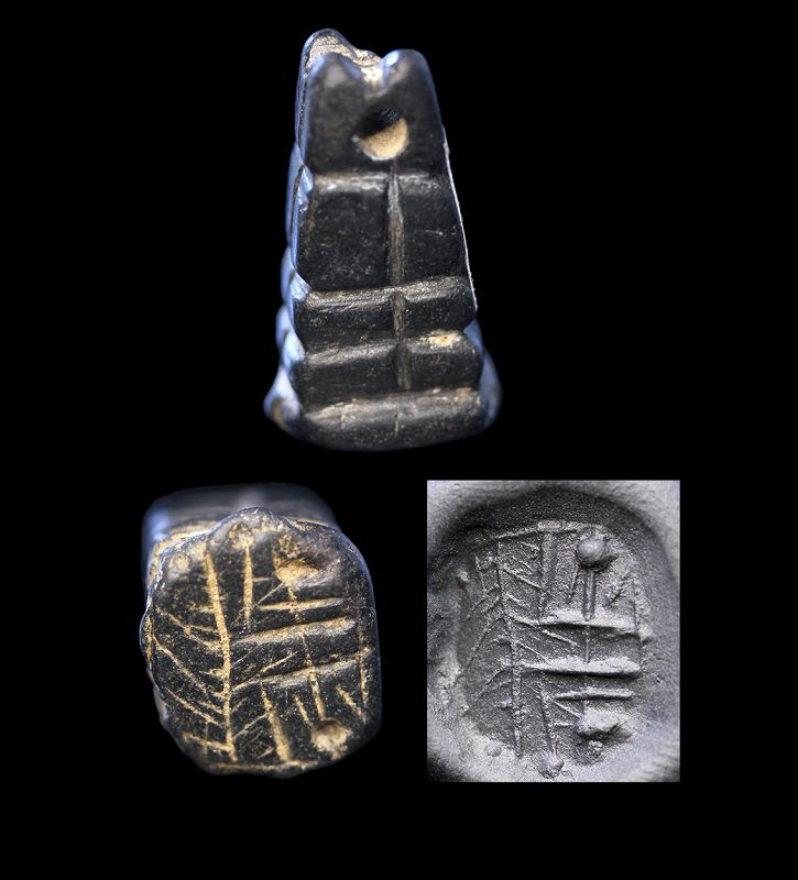 Rare large amulet seal carved as a tower, Mesopotamia, 2nd. mill. BC