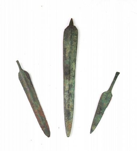 Nice lot of Three Ancient Near East Tanged Bronze daggers