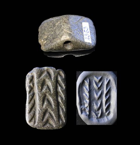 Large early Western Mesopotamian gable stamp seal, 5th. mill.BC