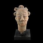 Large Memorial terracotta Head, Akan peoples, Asante, 17th. cent.