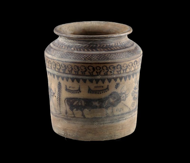 High quality pottery storage jar w Bulls, Indus Valley 3rd. mill. BC