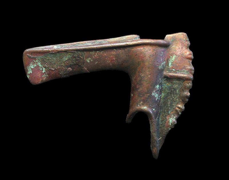 Superb bronze battle axe w red patina, Ancient Near East / Luristan!