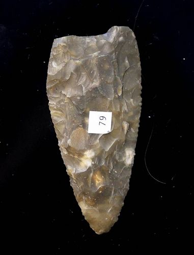 Finely knapped Danish Neolithic silex Javelin spear point, 2000 BC