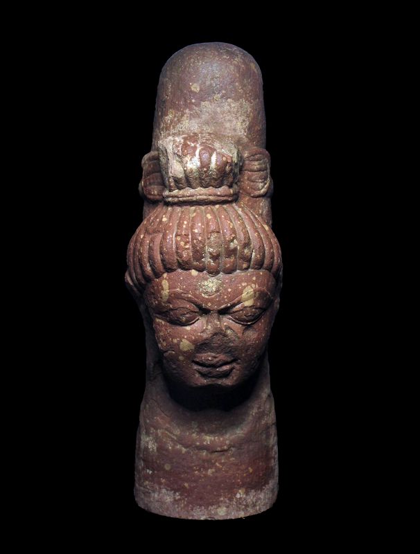 Important Gupta redstone Linga w head of Shiva, India, 5th. cent. AD