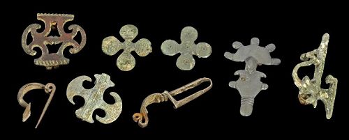 Collection of 8 silver and bronze fibulas, Roman-Merowingian!