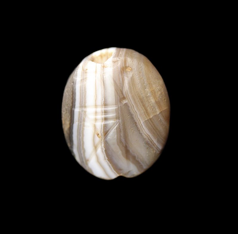 High Quality banded agate stone scaraboid seal, Neo-Babylonian