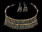 Egyptian faiance bead pectorial necklace & earrings 1070 to 332 BC
