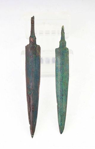 Pair of Incised ancient Near East bronze Javelins, 1st. mill BC