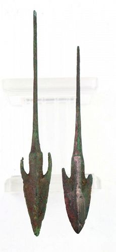Pair of Achaemenid Barbed Bronze Spear Points, 1st. mill BC