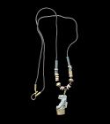 Egyptian Thoeris faiance amulet in modern gold & silver necklace!