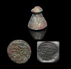 Rare and interesting early bronze seal w monster, c. 2nd. mill. BC