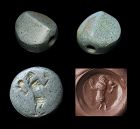 Rare Greek Asia Minor stamp seal with ball-player, 1st. mill. BC