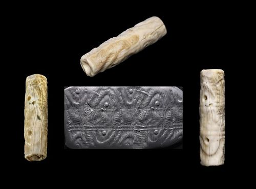 Large and very rare Mesopotamian shell cylinder seal, Jemdet Nasr