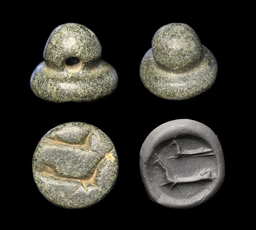 A fine early stamp seal, Mesopotamian, 4th.-3rd. mill. BC.