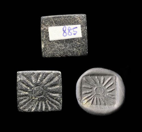 Fine tabloid stone stamp seal, Mesopotamian 4th. mill. BC