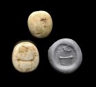 Beige stone Scaraboid stamp seal, Mesopotamia Late 2nd. mill. BC