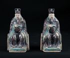 Pair of Ming Dynasty Pottery Figures of Seated Officials, 1368-1644