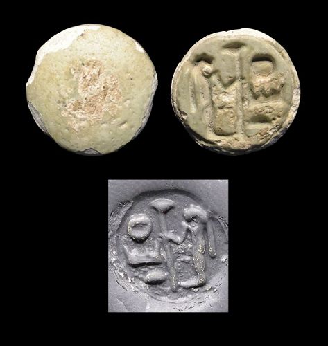 Interesting Egypt faience seal w name of Thutmosis III, New Kingdom