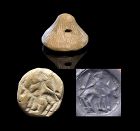 Rare stamp seal - mounted warrior w sword, Taxila, 1st. mill. BC