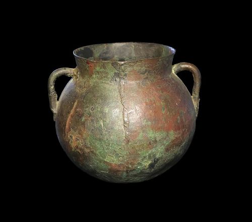 Rare and attractive North European Medieval bronze cauldron!