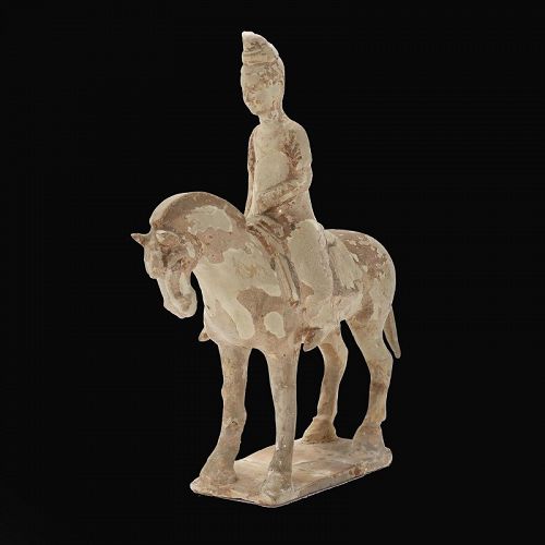 Glazed Pottery Figure of Equastrian Dignitairy, Wei Dynasty, 386-618 A