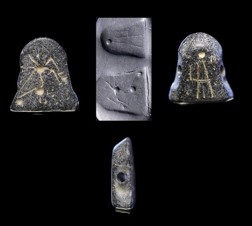 Interesting amuletic stone seal, Uruk-Jemdet Nasr, 4th.-3rd. mill. BC
