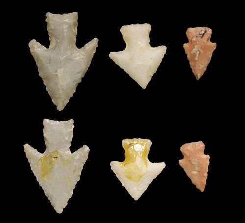 P.F. Wulff collection: 3 micro Indian neolithic hardstone projectiles