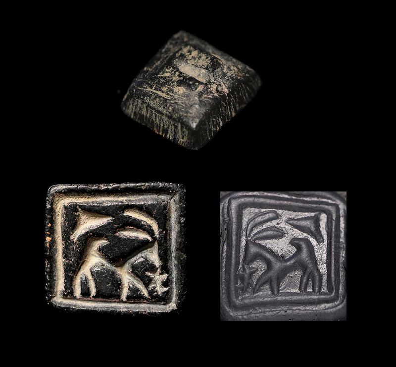 Attractive stone stamp seal with animals, Mesopotamia, 2nd.-1st. mill.