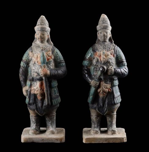 Superb pair of Ming Dynasty Pottery Soldiers, 1368-1644