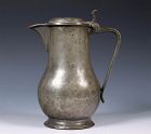 Finely patinated larger Dutch pewter wine jug, c mid 18th. century