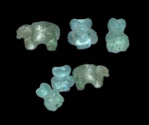 Three Emerald fetish carving of animals, Native American, 20th. c.