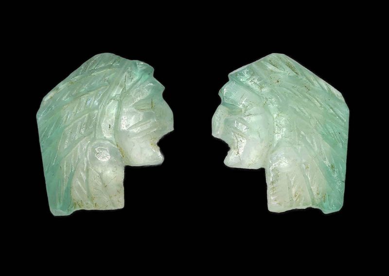 Emerald fetish carving of an Indian Head, Native American, 20th. cent.