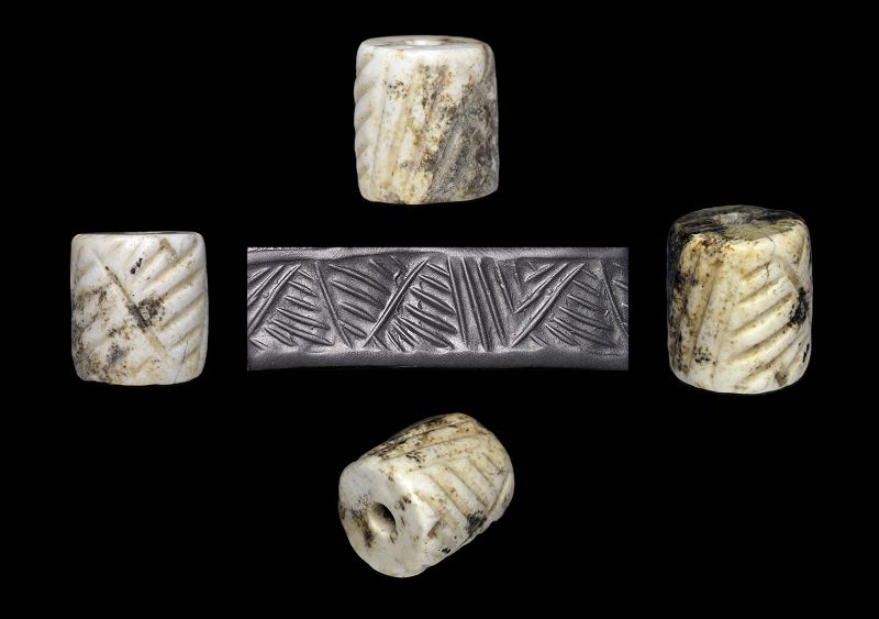 Thick & attractive marble cylinder seal Jemdet Nasr, 3300-2900 BC