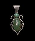 Attractive silver & torquise Navaho Indian scarab hanger!