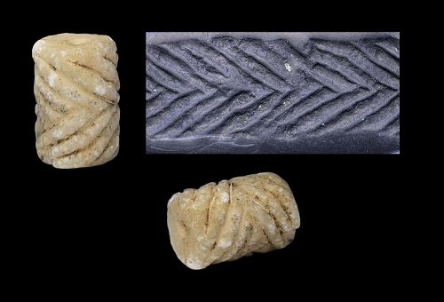 Attractive white stone cylinder seal Jemdet Nasr, 3300-2900 BC