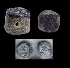 Assyro-Babylonian blue glass stamp seal, 1st. mill. BC