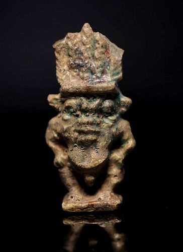 Nice Egyptian steatite amulet of the god Bes, Late period