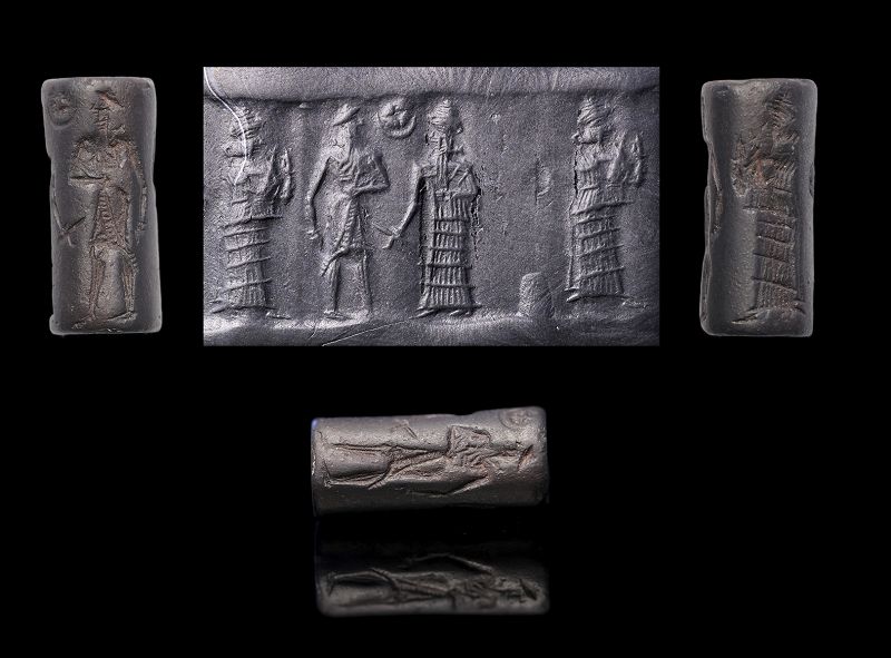 Attractive Hemaetite cylinder seal Old Babylonian 1894–1595 BC.