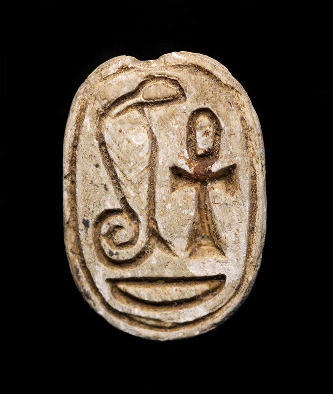 Extremely rare Egyptian stone scaraboid seal, carved as an Udjat eye