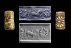 High quality Neo-Assyrian cylinder seal w winged animal, 9th.cent. BC