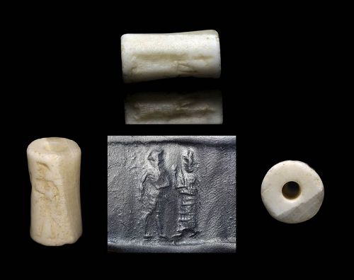 Attractive large Marble cylinder seal Mesopotamia Ur III late 3rd mill