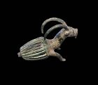 Important XL Luristan bronze figural bell with Goat, 1200-800 BC