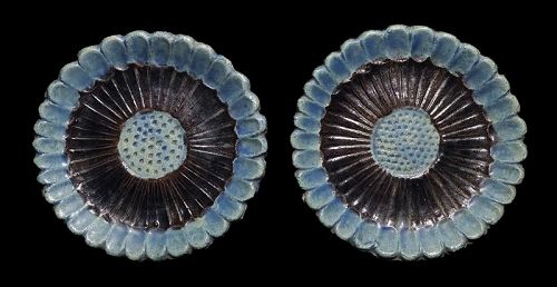 Pair of torquise / blue glazed Chrysanthemum Bowls China, Ming Dynasty